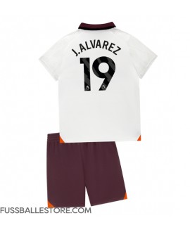 Günstige Manchester City Julian Alvarez #19 Auswärts Trikotsatzt Kinder 2023-24 Kurzarm (+ Kurze Hosen)